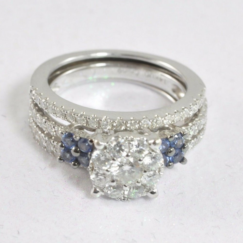 Affinity Sapphire & Diamond Bridal Set 14K WG NEW